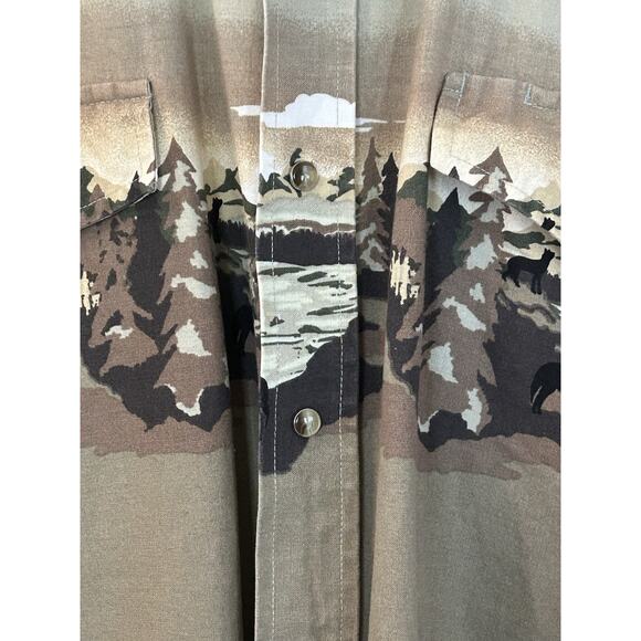 Vtg 90s Roper Pearl Snap Shirt XL Western Cowboy Horse Rodeo Bull Wolves Grunge - Picture 3 of 8